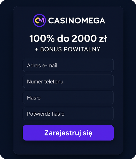 Formularz rejestracyjny CasinoMega